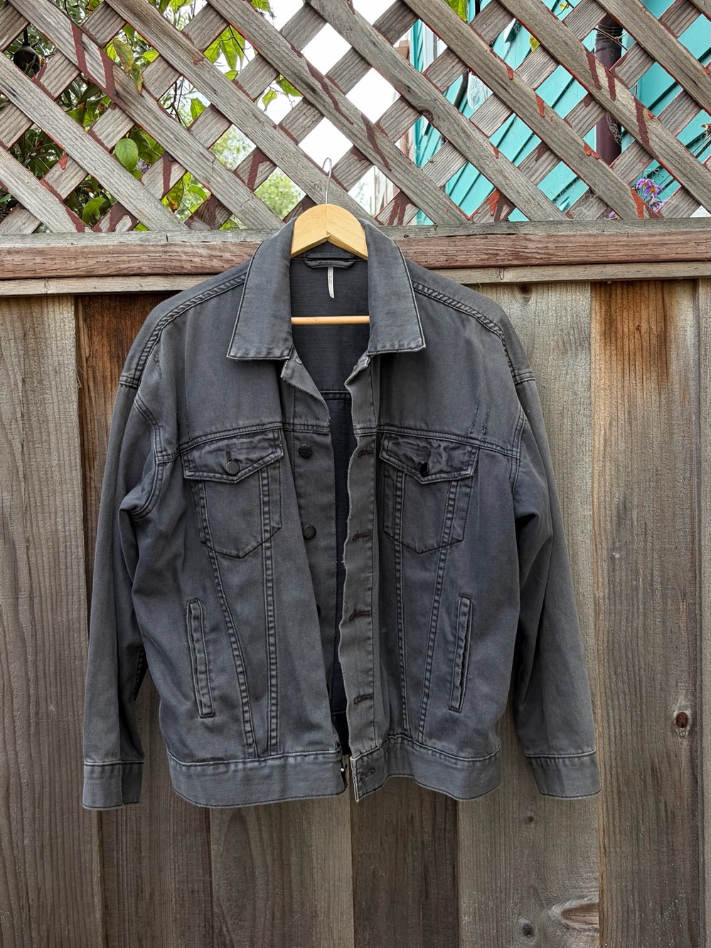 Free People Washed Black Denim Jacket